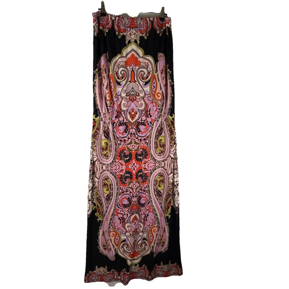 Uncle Frank Anthro Strapless Maxi Dress Retro 70s Colorful Psychedelic Boho Sz M